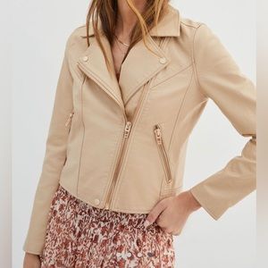 BLANKNYC Faux Leather Moto Jacket in Natural Light